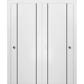 Bypass Doors 84 x 80 | Planum 0016 White Silk with  | Sturdy Rails