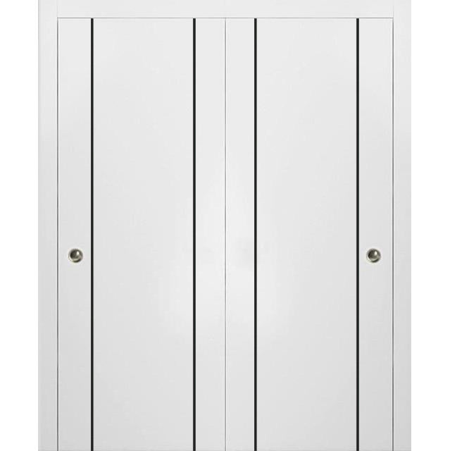 Bypass Doors 84 x 80 | Planum 0016 White Silk with  | Sturdy Rails