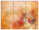 Red and Pink Flowers on Brown, Floral Triptych Canvas Artwork, 36x28, 3 Panels