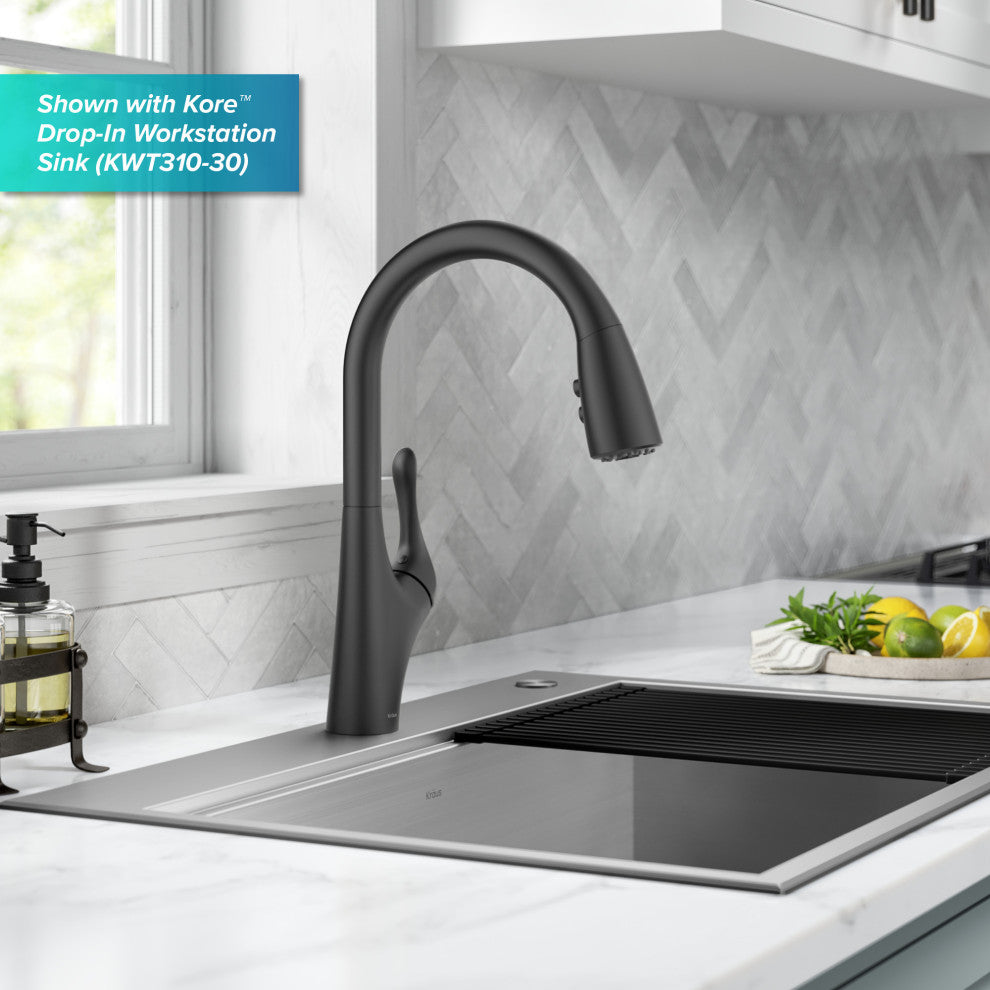 Merlin Pull-Down 1-Hole Kitchen Faucet Matte Black