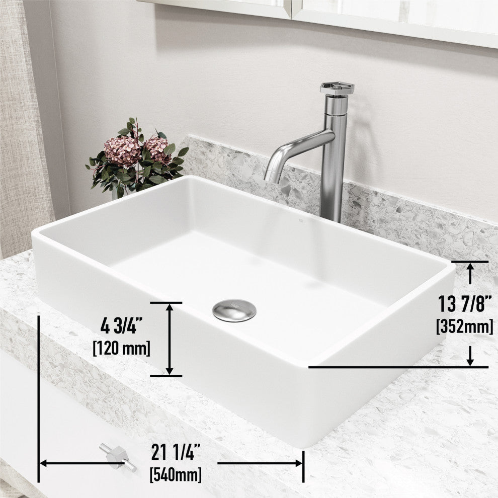 Magnolia 21"L x 14"W MatteStone Vessel Sink and Ruxton 12"H Faucet Set