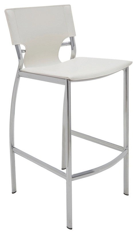 Lisbon Leather Counter Stool by Nuevo, White Leather