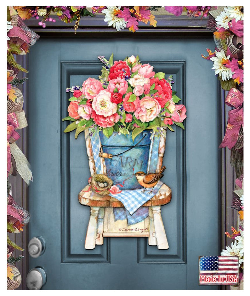 Peonies Bouquet Easter Door Decor