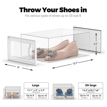 Large 12 Pack Shoe Storage Box, Stackable Shoe Organizer , Foldable Shoe Rack