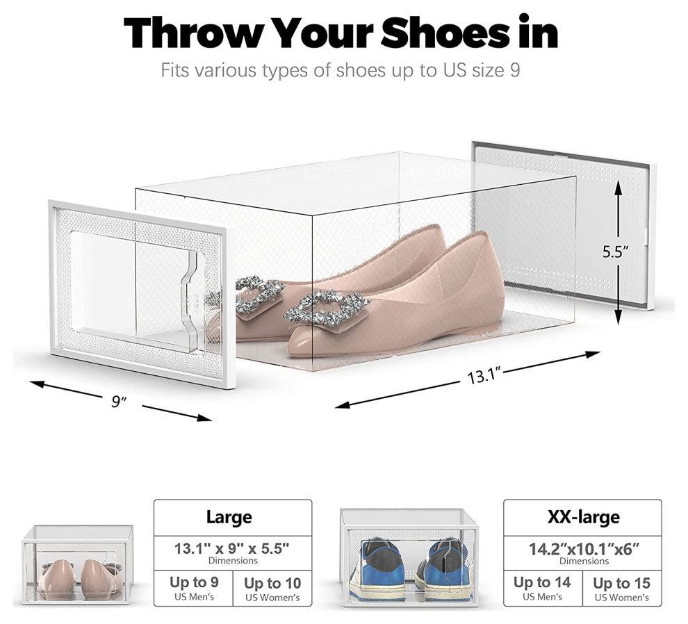Large 12 Pack Shoe Storage Box, Stackable Shoe Organizer , Foldable Shoe Rack