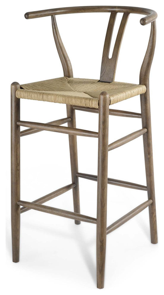 Bar Stool Chair Barstool, Set of 2, Wood, Gray, Modern, Bar Pub Cafe Bistro