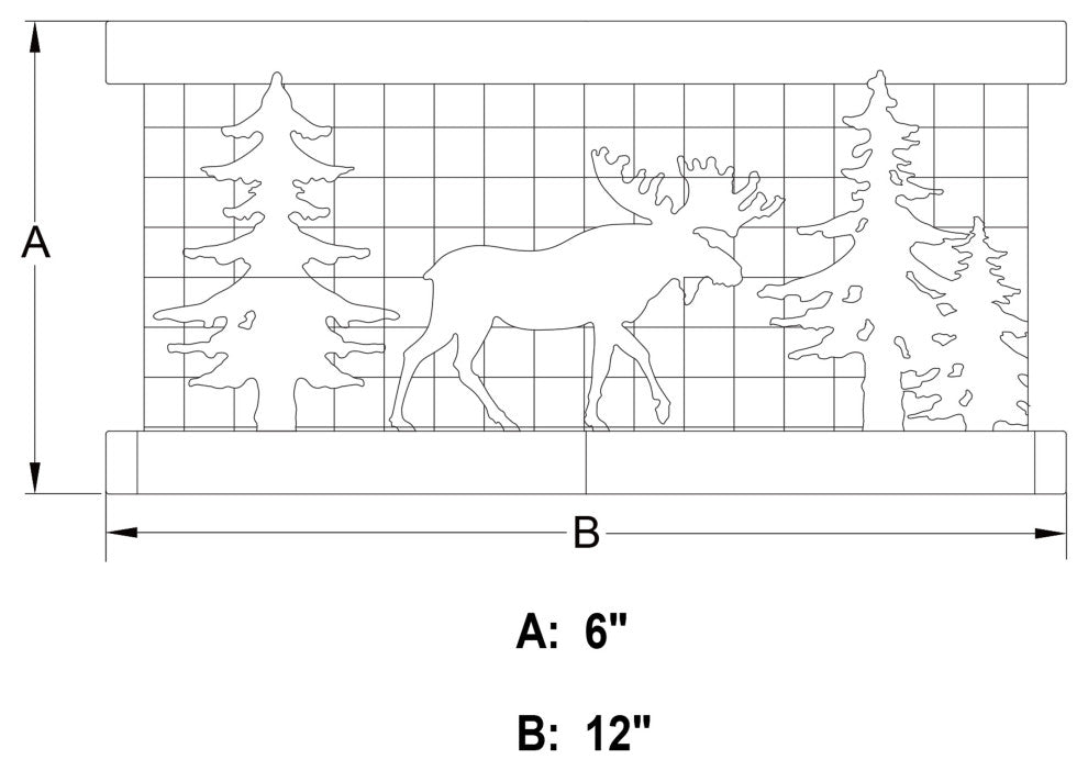 Kodiak 12"W Black Rustic Cage Flush Ceiling Light Fixture, Moose