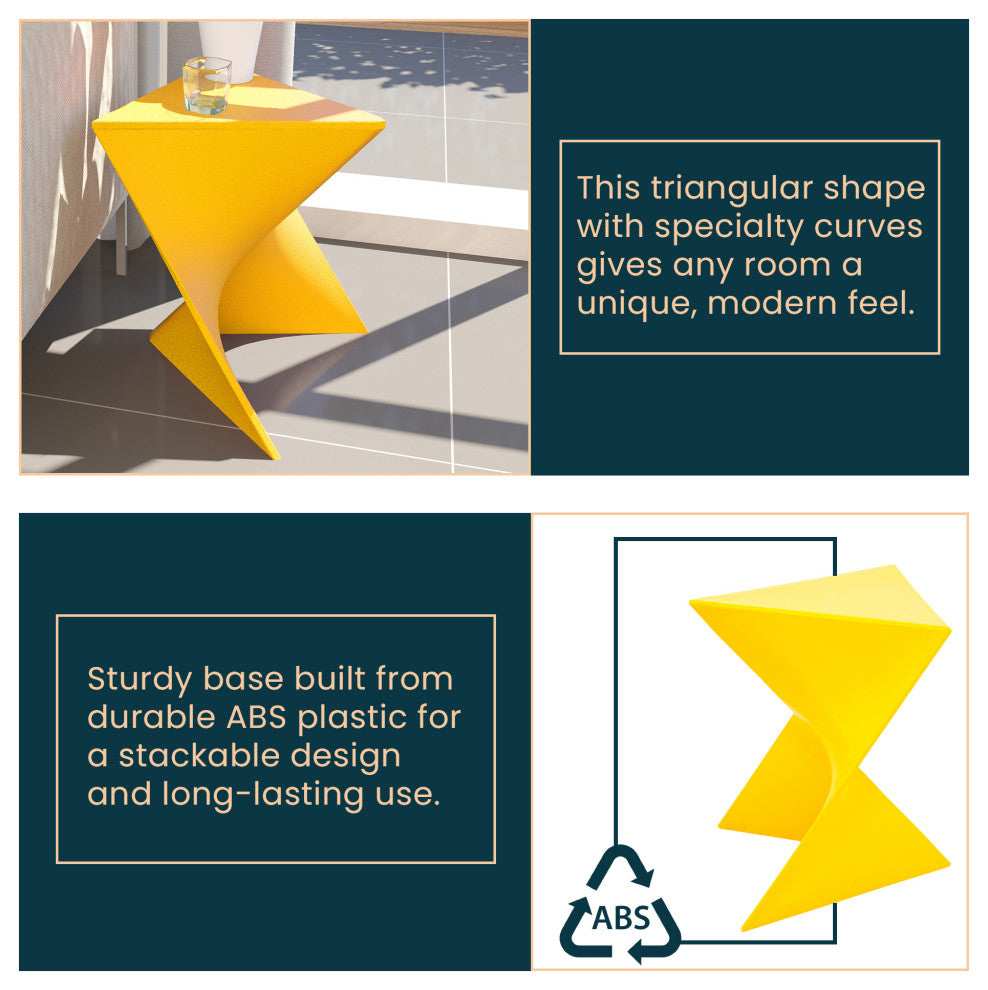 Leisuremod Randolph Modern Triangle Accent Side End Table, Yellow, Singles