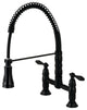 GS1270AL Two-Handle Deck-Mount Pull-Down Sprayer Kitchen Faucet, Matte Black