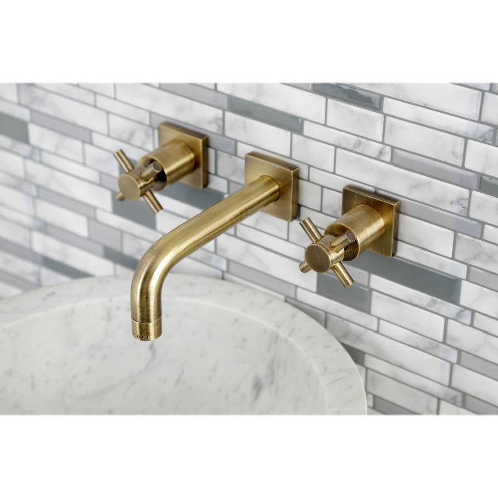 Kingston Brass KS6123DX Two-Handle Wall Mount Bathroom Faucet, Antique Brass
