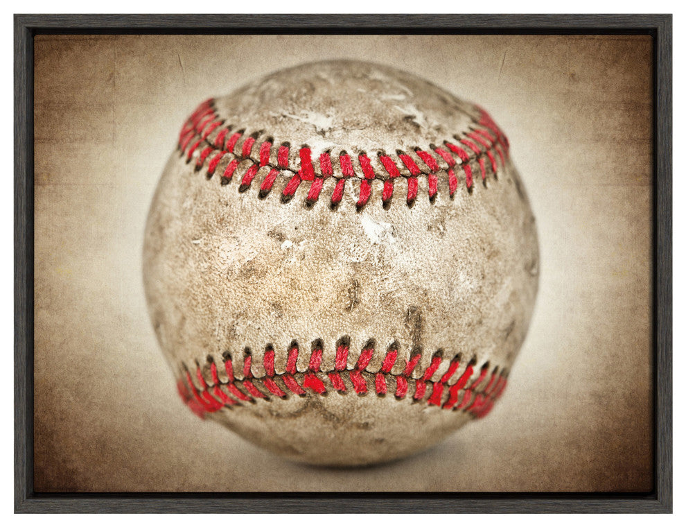 Sylvie Vintage Hardball Framed Canvas by Shawn St. Peter, Gray 18x24