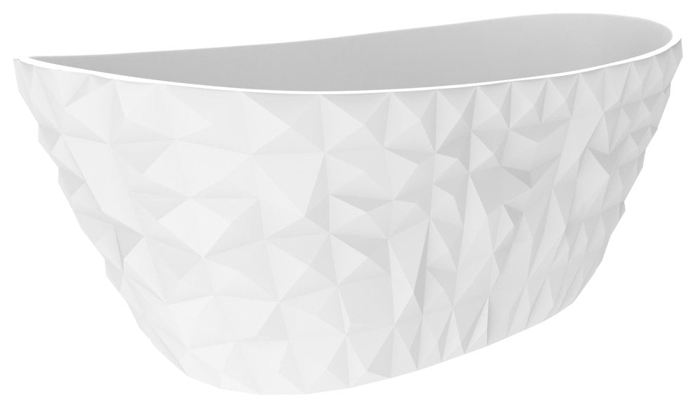 Knightsbrook 64" Freestanding Soaking Solid Surface Stone Resin Bathtub, White