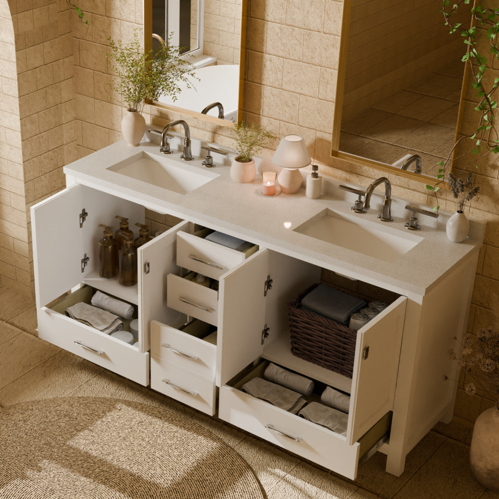 Caroline Avenue 72" Double Bathroom Vanity Set, White