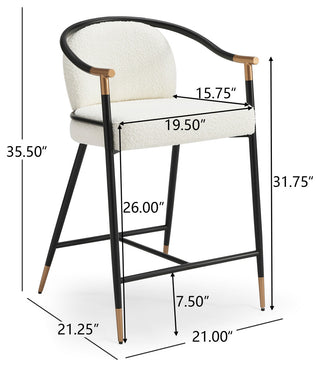 GDF Studio Contemporary Upholstered Counter Stools, Set of 2, Beige/Black/Gold
