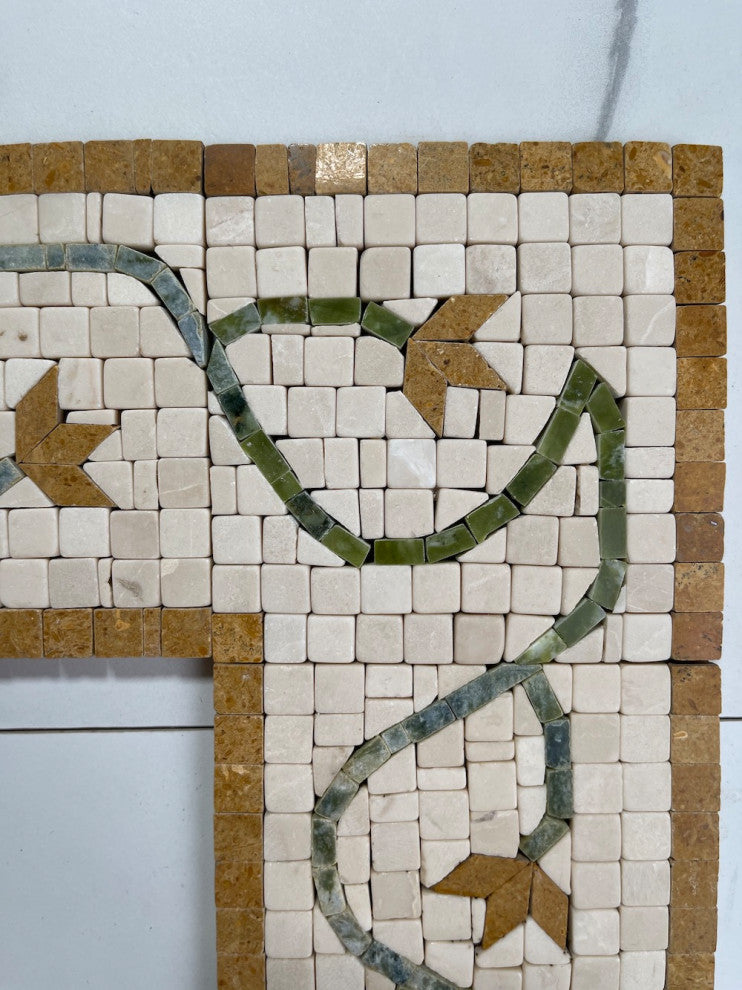 Marble Mosaic Border Decorative Accent Tile Edera Antique 4x4 Tumbled, 1 piece