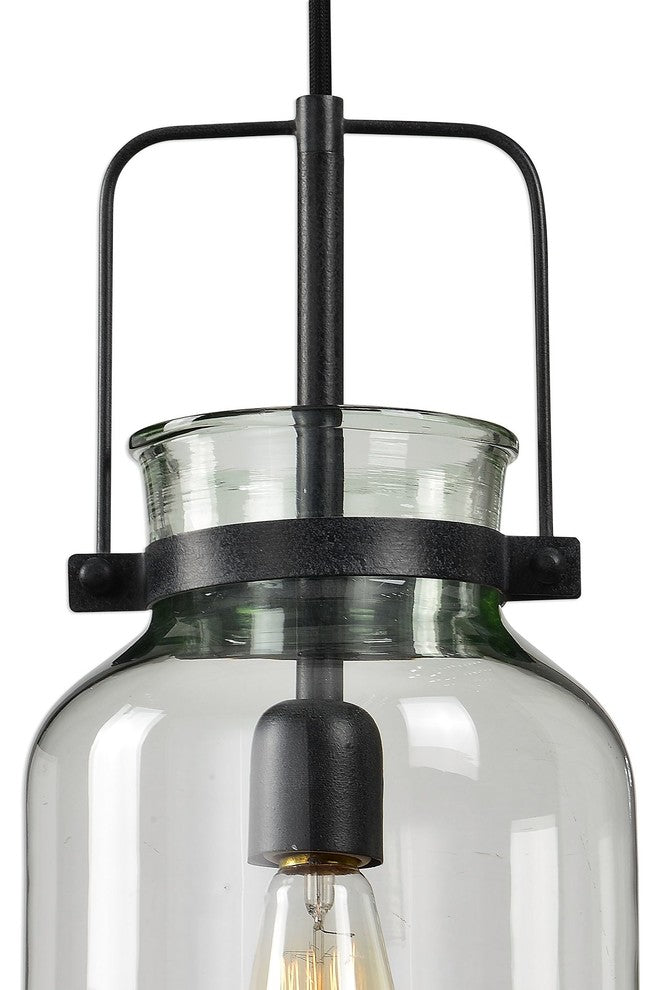 Clear Glass Bottle Shape 1 Light Pendant Vintage Style Farmhouse Classic Urban