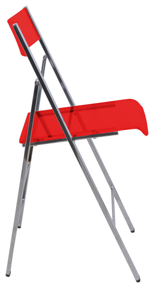 LeisureMod Menno Modern Acrylic Folding Chair, Set of 4 Red