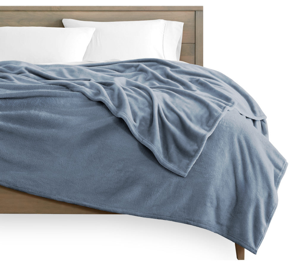 Bare Home Microplush Fleece Blanket, Coronet Blue, Twin/Twin Xl