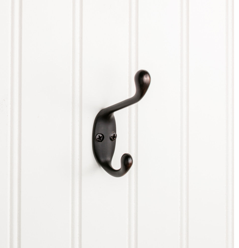 3-3/8" Double zinc wall mount hook. Finish: DBAC.