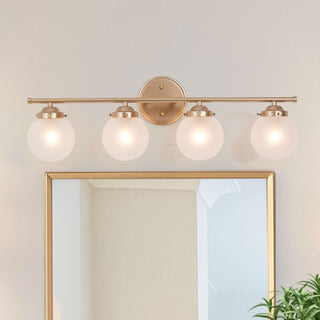 4-Lights Matte Gold and Opal Glass Globe LED Contemporary Vanity Light