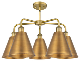 Ballston Cone 5-Light 26" Stem Chandelier, Brushed Brass