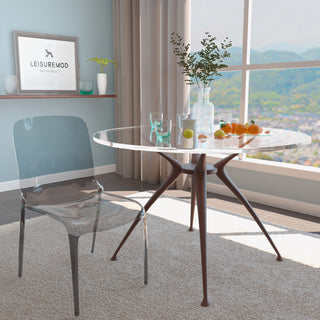 LeisureMod Murray Lucite Stackable Molded Dining Side Chair, Black