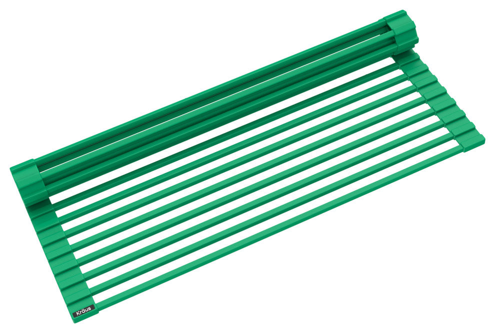 Kraus KRM-11GR Multipurpose Workstation Sink Roll-Up Dish Drying Rack, Green