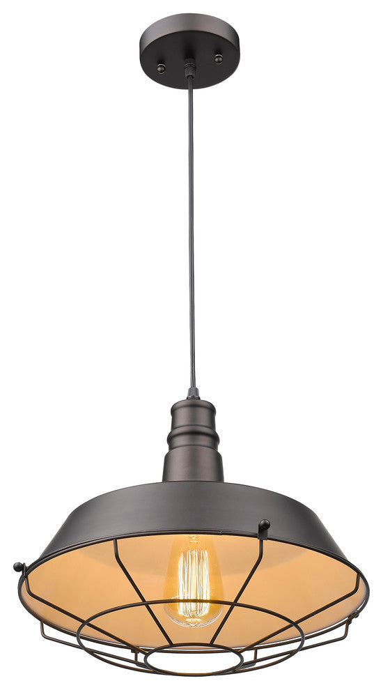 Friedrich Industrial Style 1-Light Oil Rubbed Bronze Ceiling Mini Pendant, 14"