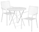 30'' Round Indoor-Outdoor Steel Patio Table and 2 Square Back Chairs, White