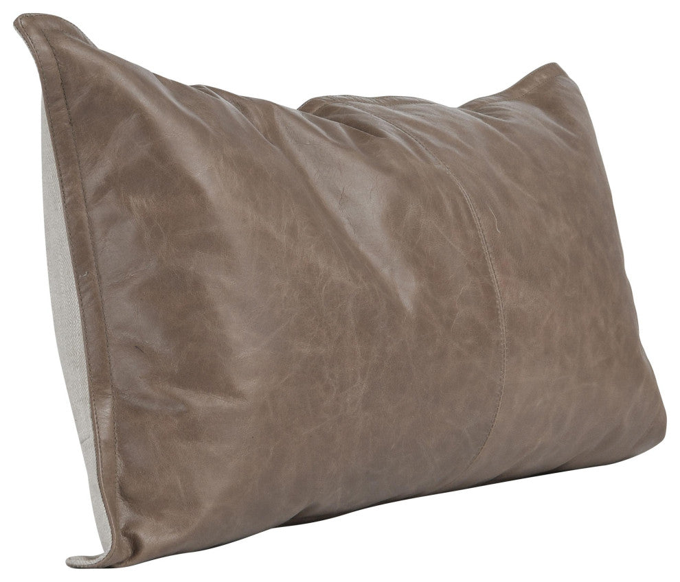 Cheyenne 100% Leather 14"x26" Throw Pillow by Kosas Home, Taupe