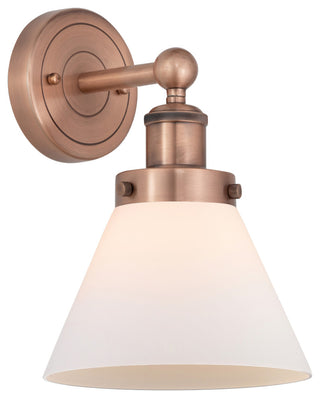 Large Cone 1-Light 7" Sconce, Antique Copper Finish, Matte White Shade