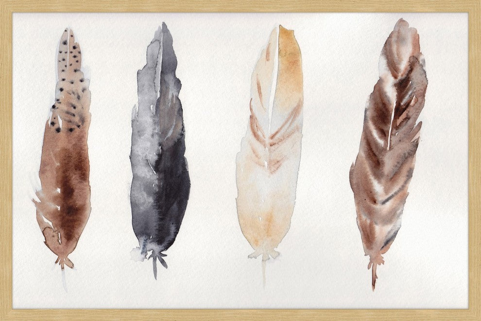 Marmont Hill, "Feathers" by Christine Lindstrom Framed Painting Print, 24x16