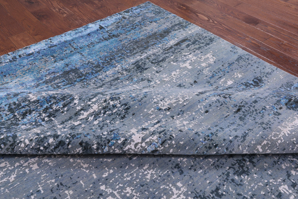 Wool and Silk Modern Hand Knotted Rug 10' 0" X 14' 2" Q7123