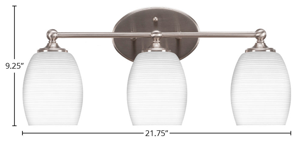 Capri 3-Light Bath Bar, Brushed Nickel/White Matrix