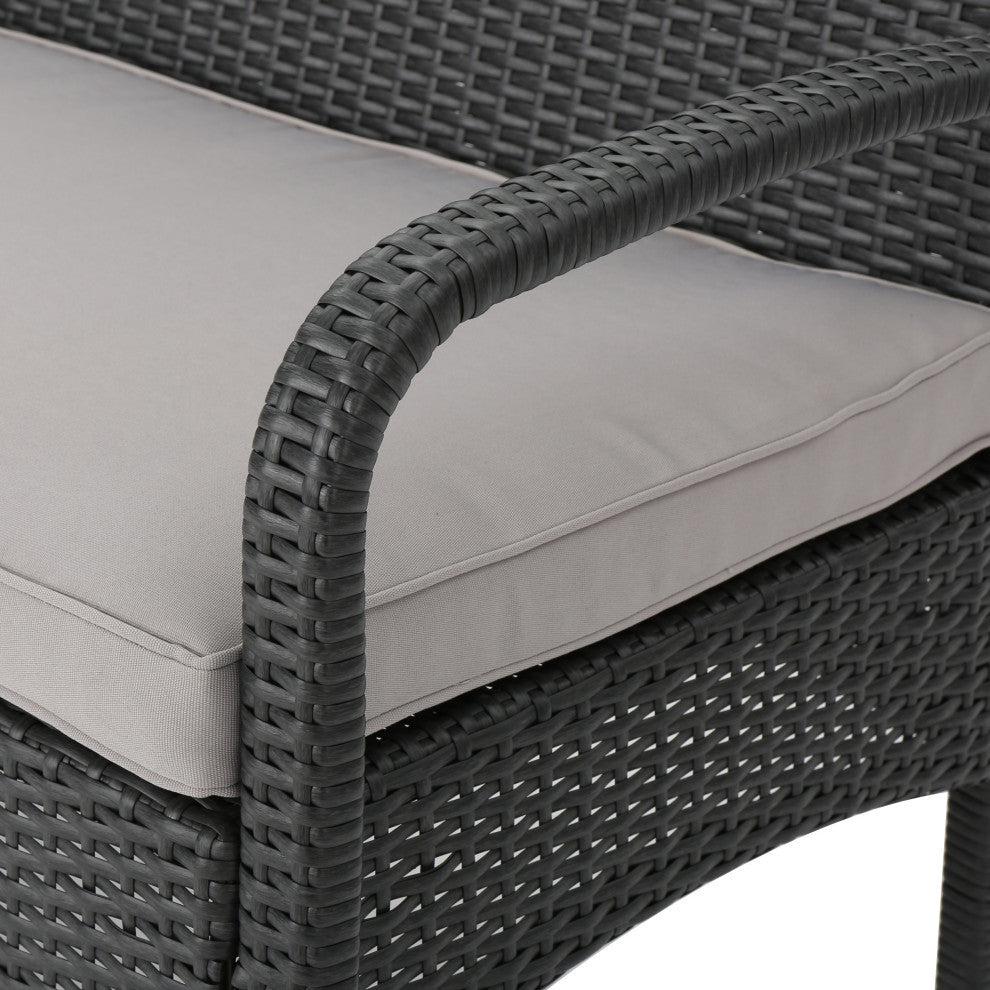 GDF Studio 4-Piece Cordyline Outdoor Wicker Chat Set With Cushions