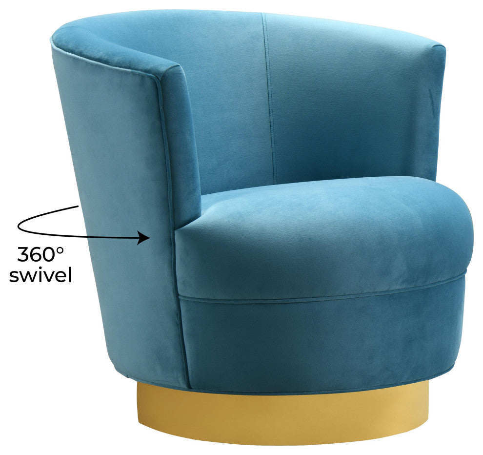 TOV Furniture Noah Lake Blue Swivel Chair