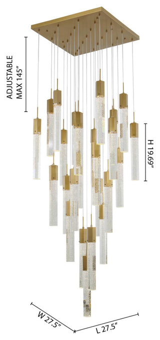 25-Light Gold Stainless Steel Chandelier With Crystals