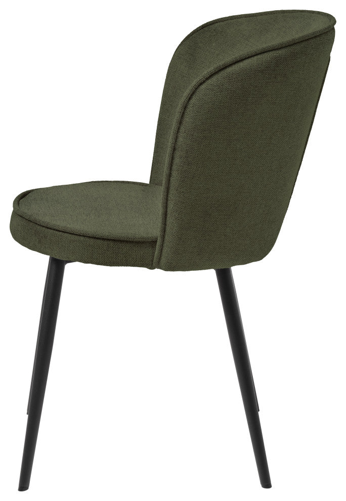 Upholstered Scoop Back Dining Chair, Set of 2, Olive Green