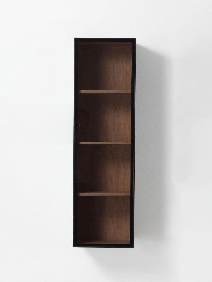 LUCE 13" Wall Mount Modern Bathroom Side Cabinet, Whitewash Oak/Matte Black