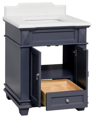 Elizabeth 30" Bathroom Vanity, Base: Marine Gray, Top: Quartz