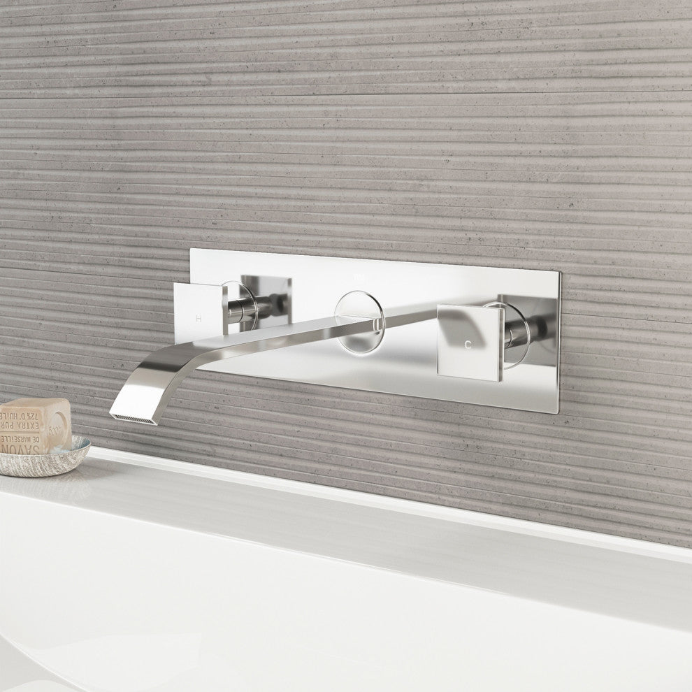VIGO Titus 3" H 2-Handle Wall Mount Bathroom Faucet, Chrome