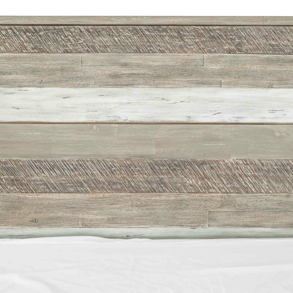 Benzara BM282099 Wood Modern King Platform Bed, Metal Angled Legs Slatted, Brown