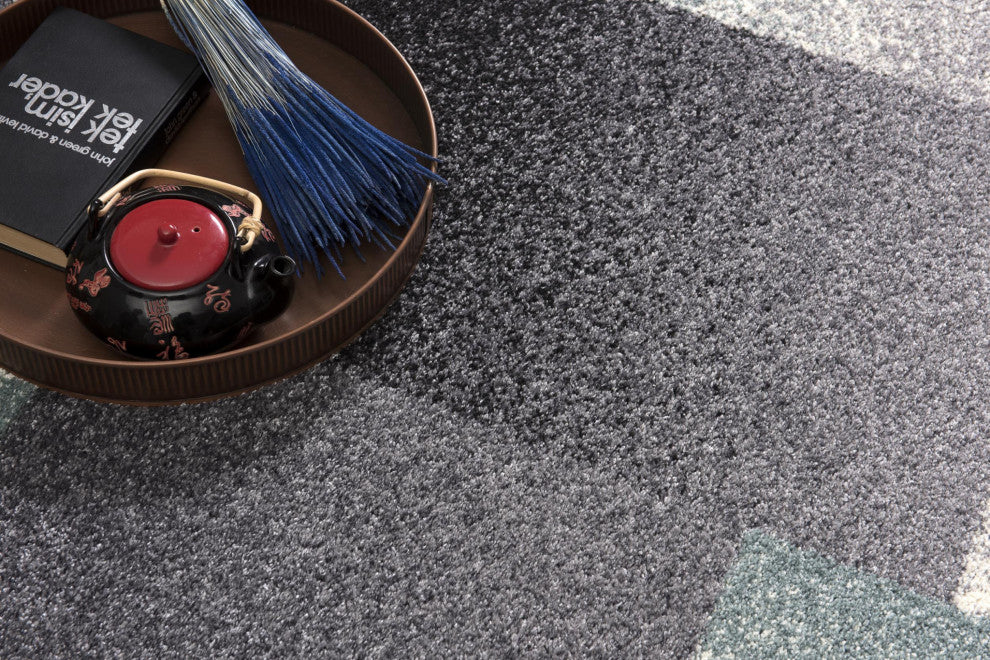 5'x8" Gray Modern Geometric Area Rug