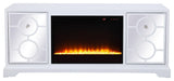 60" Mirrored TV Stand, Crystal Design Fireplace Insert