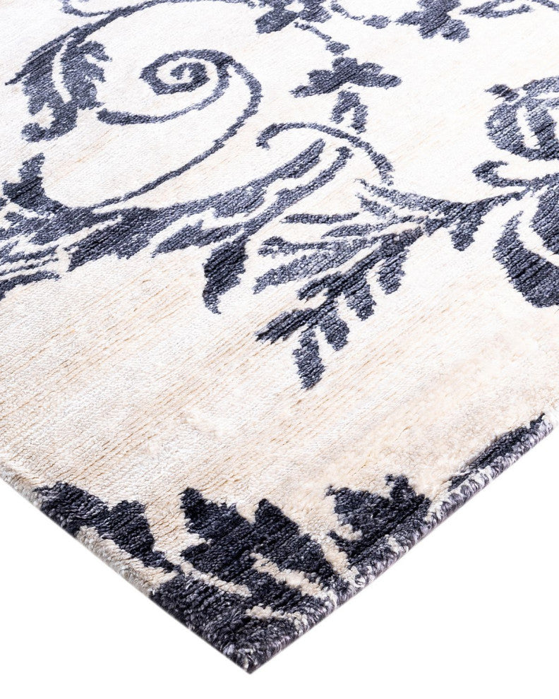 Modern, One-of-a-Kind Hand-Knotted Area Rug - Blue, 9' 3" x 12' 4"