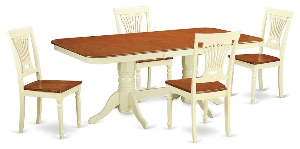 Napl5-Whi-W, 5-Piece Dining Set, Dining Table and 4 Dining Chairs