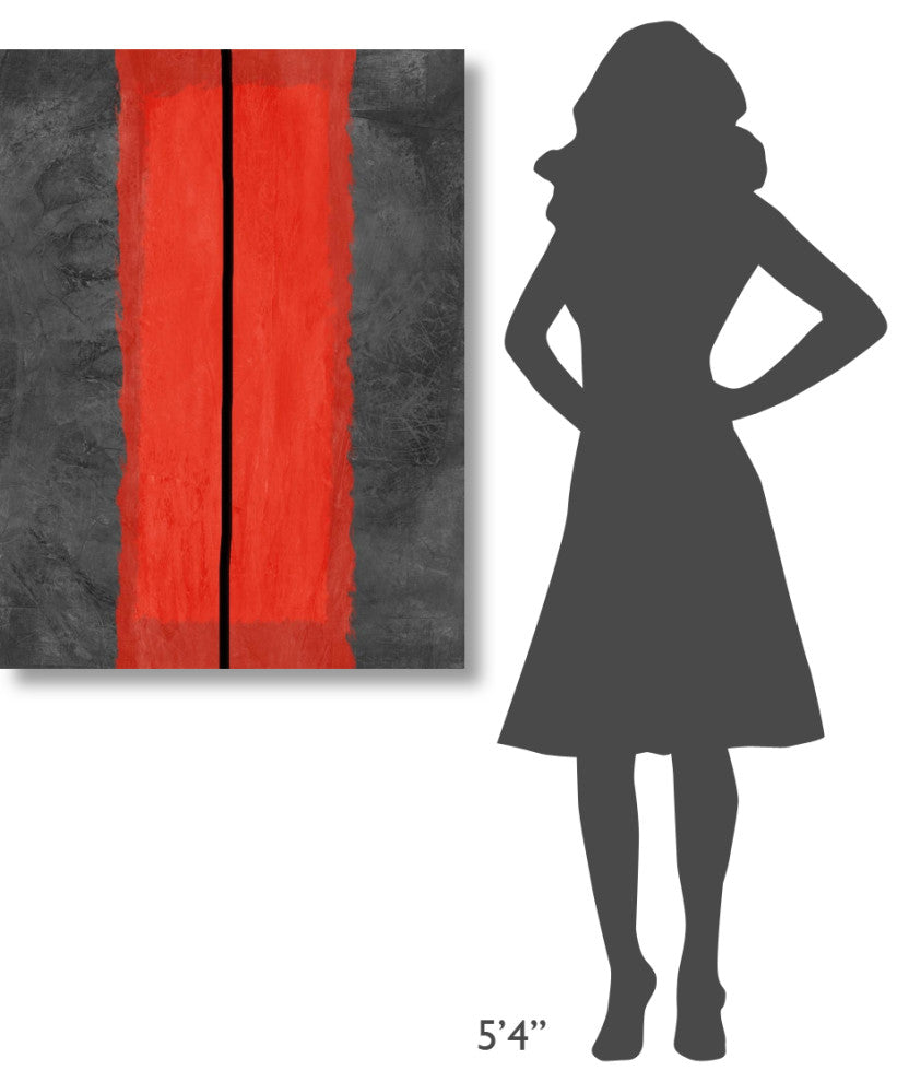 "Grey And Red Abstract 5" Fine Art Print