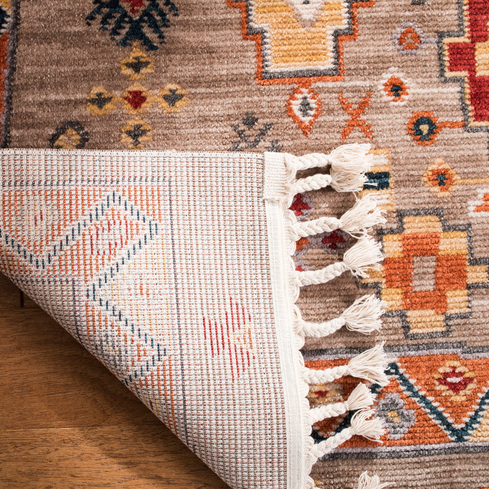 Safavieh Farmhouse Collection FMH848 Rug, Taupe/Orange, 2'x8'