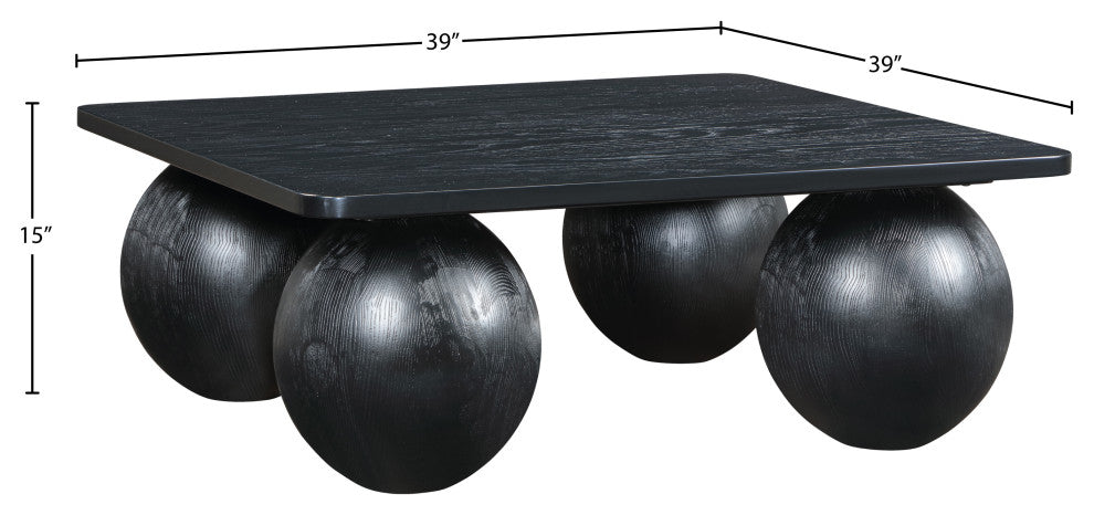 Fitch Oak Veneer Coffee Table, Black, Square
