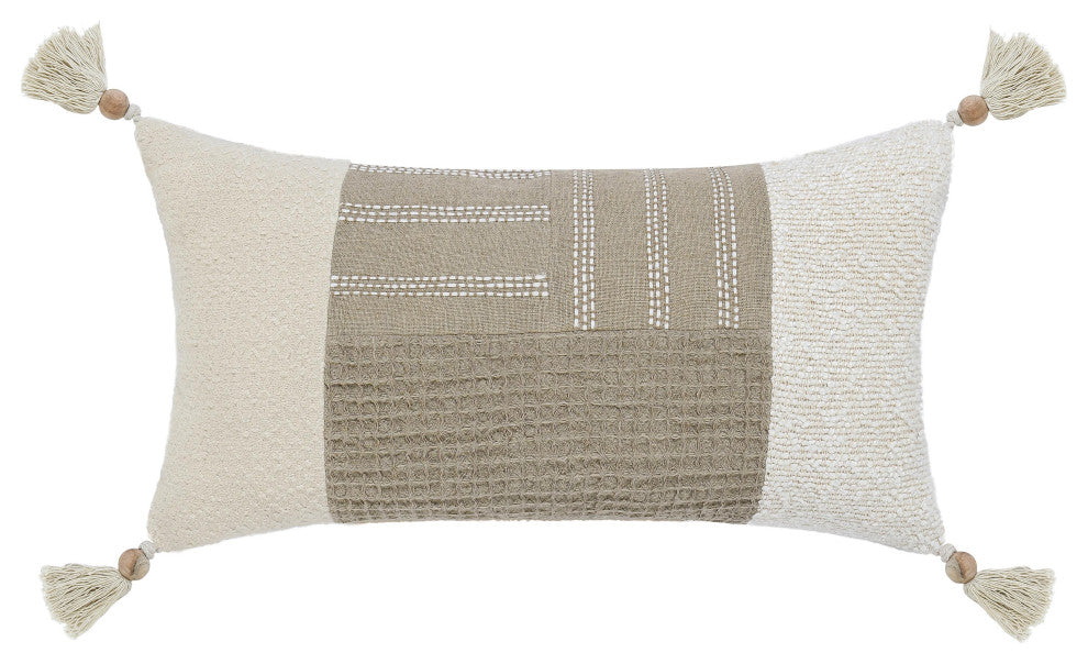 Yasa Cotton Blend Throw Pillow, Ivory by Kosas Home, 14x26